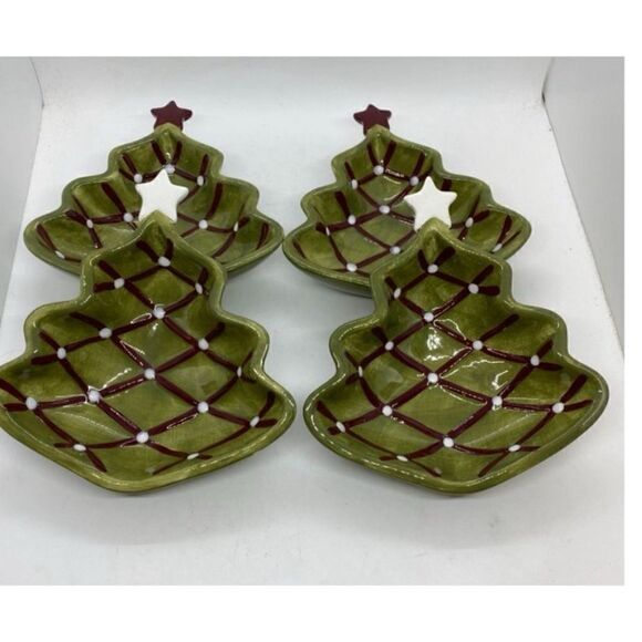 Pottery Barn Seasons Greetings  Christmas
Tree Appetizer/ Dessert Bowl Set of 4 - Picture 2 of 4